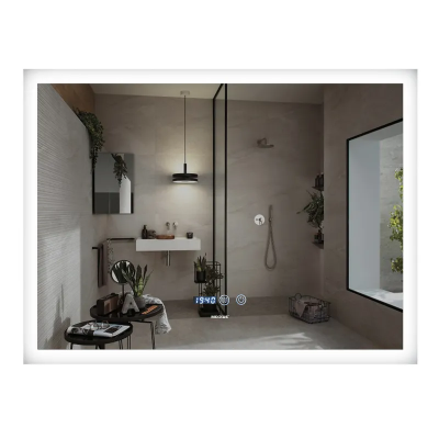 Зеркало FLAT MR04-1000x800 с Led Touch, Anti-fog, димером, регулятором яркости, часами (MI6927)